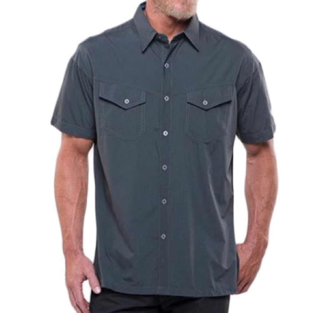 Kuhl Stealth Hiking‎ Button Down Short Sleeve Shirt in Blue Size M